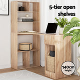 Artiss Computer Desk Bookshelf Drawer Cabinet Oak 120CM - Top-Down View