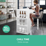 Artiss Bar Table 3-tier Storage Shelves White - Rear View