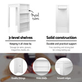 Artiss Bar Table 3-tier Storage Shelves White - Close-Up Angle
