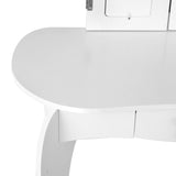 Keezi Kids Dressing Table Vanity Makeup Chair Set Wooden 3 Mirror Drawer White - Top-Down View
