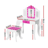 Keezi Kids Dressing Table Vanity Makeup Chair Set Wooden 3 Mirror Drawer Pink - Front View
