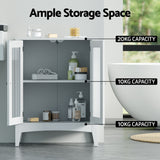 Artiss Bathroom Storage Cabinet 80cm Buffet Sideboard Floor Cupboard Toilet Glass White - Top-Down View