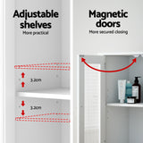 Artiss Bathroom Storage Cabinet 80cm Buffet Sideboard Floor Cupboard Toilet Glass White - 45-Degree Angle