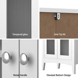 Artiss Bathroom Storage Cabinet 80cm Buffet Sideboard Floor Cupboard Toilet Glass White - Rear View