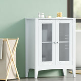 Artiss Bathroom Storage Cabinet 80cm Buffet Sideboard Floor Cupboard Toilet Glass White - Close-Up Angle