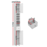 Artiss Bathroom Storage Cabinet 180cm Tall Slim Floor Cupboard Toilet Narrow Linen Tower - Front View