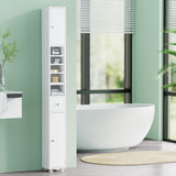Artiss Bathroom Storage Cabinet 180cm Tall Slim Floor Cupboard Toilet Narrow Linen Tower - Close-Up Angle