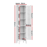Artiss Bathroom Storage Cabinet 160cm Tall Slim Floor Cupboard Toilet Glass Door White - Front View