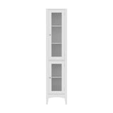 Artiss Bathroom Storage Cabinet 160cm Tall Slim Floor Cupboard Toilet Glass Door White - Side View