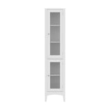 Artiss 2X Bathroom Storage Cabinet 160cm Tall Slim Floor Cupboard Toilet Glass Door White - Top-Down View