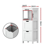 Artiss Bathroom Storage Cabinet 89cm Floor Toilet Drawer Bedroom Organizer Standing White - Front View