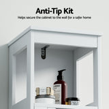 Artiss Bathroom Storage Cabinet 89cm Floor Toilet Drawer Bedroom Organizer Standing White - Rear View