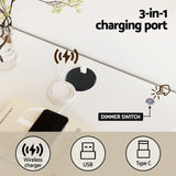 Artiss Smart Bedside Table LED Wireless Charging Ada - 45-Degree Angle