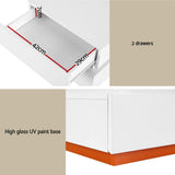 Artiss Smart Bedside Table LED Wireless Charging Ada - Rear View