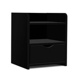 Artiss Bedside Table 1 Drawer with Shelf - FARA Black - Low Angle
