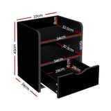 Artiss 2X Bedside Table 1 Drawer with Shelf - FARA Black - Front View
