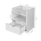Artiss Bedside Table 1 Drawer with Shelf - FARA White - Front View