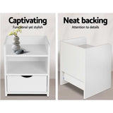 Artiss Bedside Table 1 Drawer with Shelf - FARA White - Top-Down View