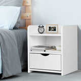 Artiss Bedside Table 1 Drawer with Shelf - FARA White - Close-Up Angle