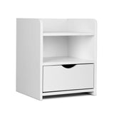 Artiss Bedside Table 1 Drawer with Shelf - FARA White - Low Angle