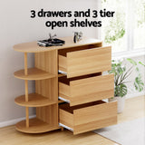 Artiss Chest of 3 Drawers Storage Cabinet 3 Shelves Pine - Rear View