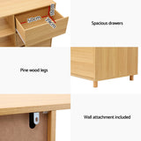 Artiss Chest of 3 Drawers Storage Cabinet 3 Shelves Pine - Close-Up Angle