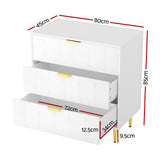 Artiss 3 Chest of Drawers Lowboy Cabinet White - Top-Down View