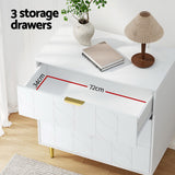 Artiss 3 Chest of Drawers Lowboy Cabinet White - Rear View