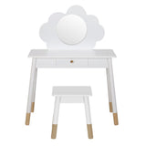 Keezi Kids Dressing Table Chair Set Vanity Makeup Wooden Leg Mirror Drawer - Top-Down View