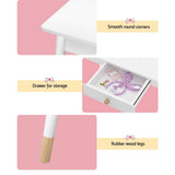 Keezi Kids Dressing Table Chair Set Vanity Makeup Wooden Leg Mirror Drawer - Close-Up Angle
