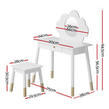 Keezi Kids Dressing Table Chair Set Vanity Makeup Wooden Leg Mirror Drawer - Front View