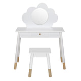 Keezi Kids Dressing Table Chair Set Vanity Makeup Wooden Leg Mirror Drawer - Side View