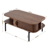 Artiss Coffee Table Living Room Center Table Shelf Cabinet Walnut - Front View