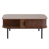 Artiss Coffee Table Living Room Center Table Shelf Cabinet Walnut - Side View