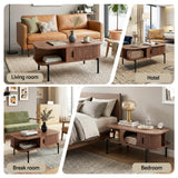 Artiss Coffee Table Living Room Center Table Shelf Cabinet Walnut - Close-Up Angle