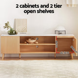 Artiss TV Cabinet Entertainment Unit Stand 180CM Pine White - Rear View