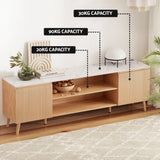 Artiss TV Cabinet Entertainment Unit Stand 180CM Pine White - Low Angle