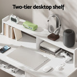 Artiss Computer Desk Shelf Drawer Cabinet White 100CM - Top-Down View
