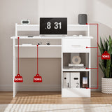 Artiss Computer Desk Shelf Drawer Cabinet White 100CM - 45-Degree Angle