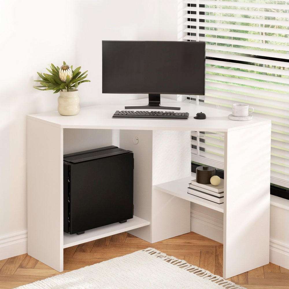Artiss Corner Computer Desk Shelves CPU Stand L-shape Home Office Workstation Desks