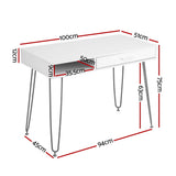 Artiss Computer Desk Drawer Cabinet Home Office Desks Workstation 100cm White - Front View