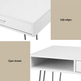 Artiss Computer Desk Drawer Cabinet Home Office Desks Workstation 100cm White - Rear View