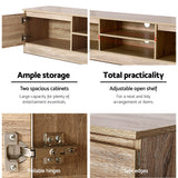 Artiss TV Cabinet Entertainment Unit 160cm Pine Charles - Low Angle