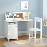 Keezi Kids Table and Chair Set Children Study Play Toys Desk w/ Cabinet Storage - Close-Up Angle