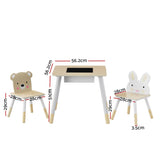 Keezi 3-Piece Creative Kids Table and Chair Set with Chalkboard and Hidden Storage - Front View