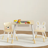Keezi 3-Piece Creative Kids Table and Chair Set with Chalkboard and Hidden Storage - Top-Down View