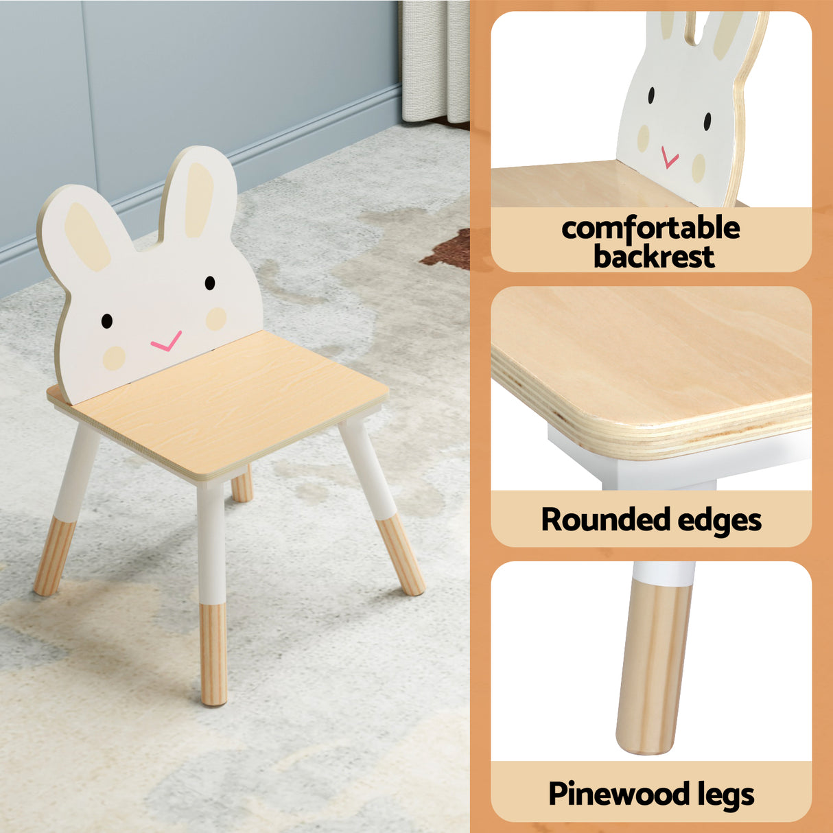 Keezi 3-Piece Creative Kids Table and Chair Set with Chalkboard and Hidden Storage