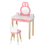1 Set of Keezi Kids Dressing Table Wooden Bunny Pink - Side View
