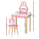 1 Set of Keezi Kids Dressing Table Wooden Bunny Pink - Top-Down View