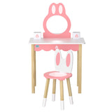 1 Set of Keezi Kids Dressing Table Wooden Bunny Pink - 45-Degree Angle